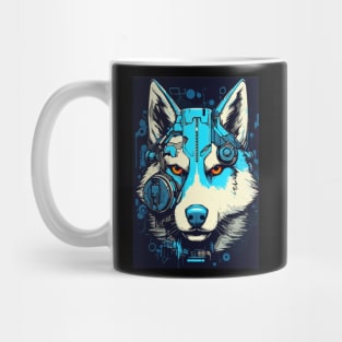 Cyberpunk Robot Siberian Husky Dog Breed Futuristic Mug